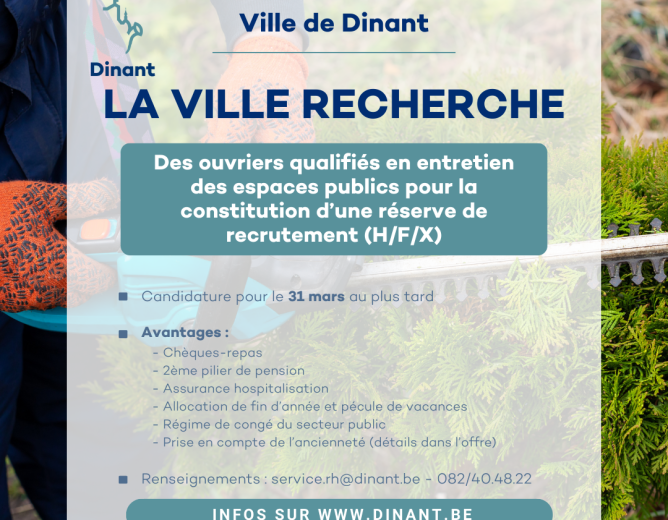 Constitution d’une réserve de recrutement d’ ouvriers qualifiés en entretien des espaces publics (H/F/X)