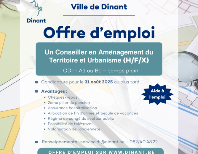 OFFRES D’EMPLOI – VILLE DE DINANT – Découvrez-les !