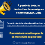 𝑫𝒆́𝒄𝒍𝒂𝒓𝒂𝒕𝒊𝒐𝒏 𝒂̀ 𝒍𝒂 𝒕𝒂𝒙𝒆 𝒔𝒖𝒓 𝒍𝒆𝒔 𝒆𝒏𝒔𝒆𝒊𝒈𝒏𝒆𝒔 𝒅𝒆𝒗𝒊𝒆𝒏𝒕 𝒐𝒃𝒍𝒊𝒈𝒂𝒕𝒐𝒊𝒓𝒆