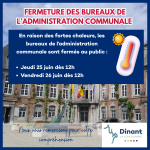 Fermeture des bureaux de l&rsquo;administration communale