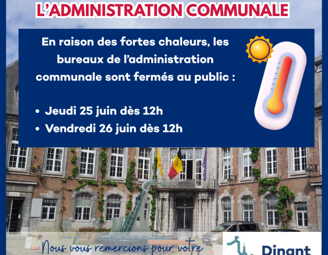 Fermeture des bureaux de l&rsquo;administration communale
