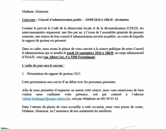 IMAJE : Conseil d&rsquo;administration ouvert au public le 10 septembre